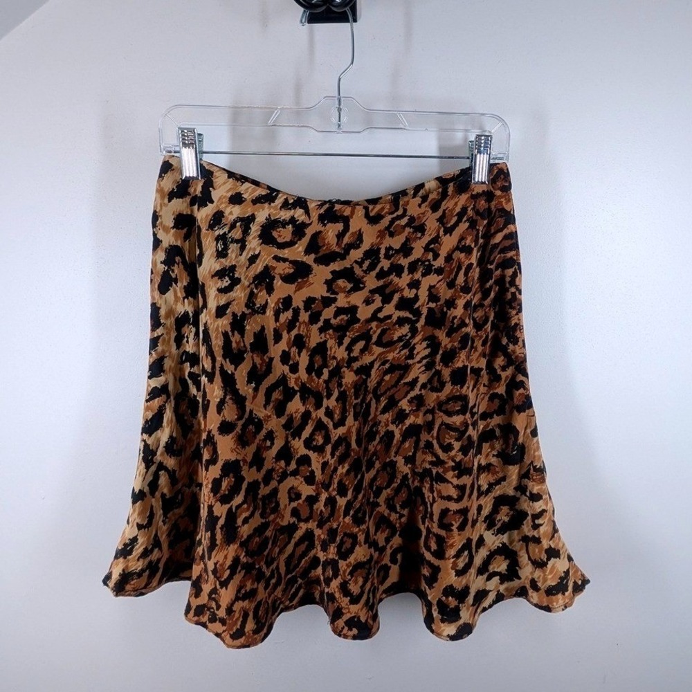 Vintage Bentley Arbuckle Womens Cheetah Print Silk A Line Mini Skirt Size 10 - Picture 2 of 5